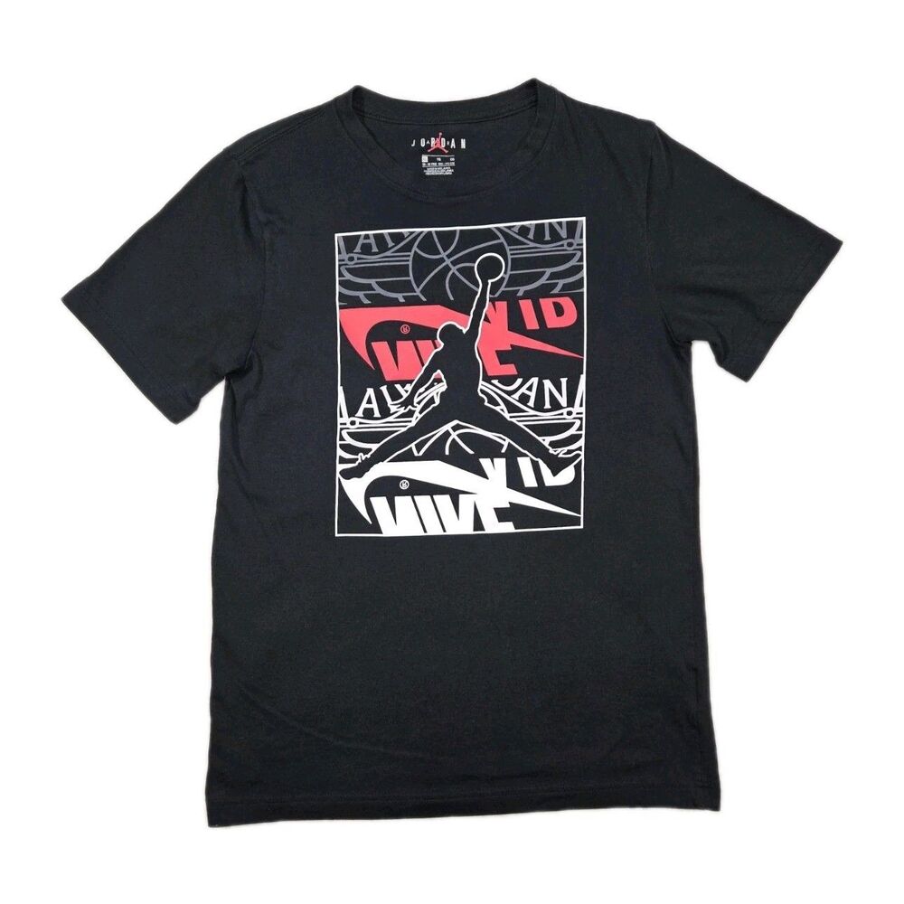Boys Air Jordan Short Sleeve T Shirt Black XL 13/15 Yrs